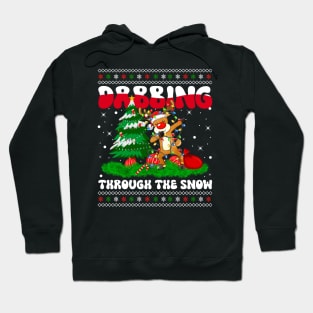 Dabbing Through The Snow Reindeer Dab Dance Christmas Lights Hoodie